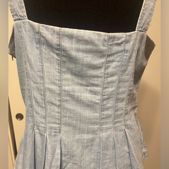 VERONICA BEARD $295 FADE DENIM PEPLUM SQAURE NECK TANK TOP SIZE 12 GUC - Picture 6 of 11
